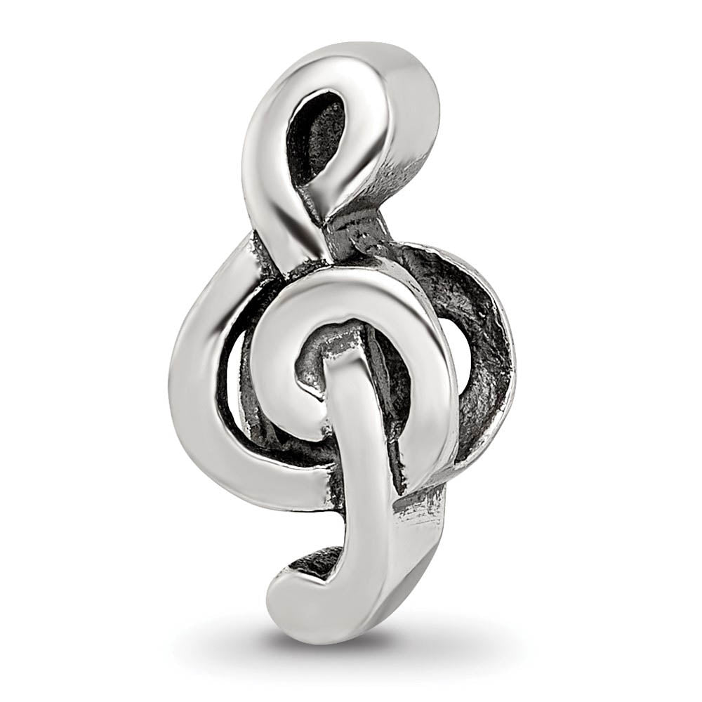 Sterling Silver Treble Clef Bead Charm, Item B9290 by The Black Bow Jewelry Co.