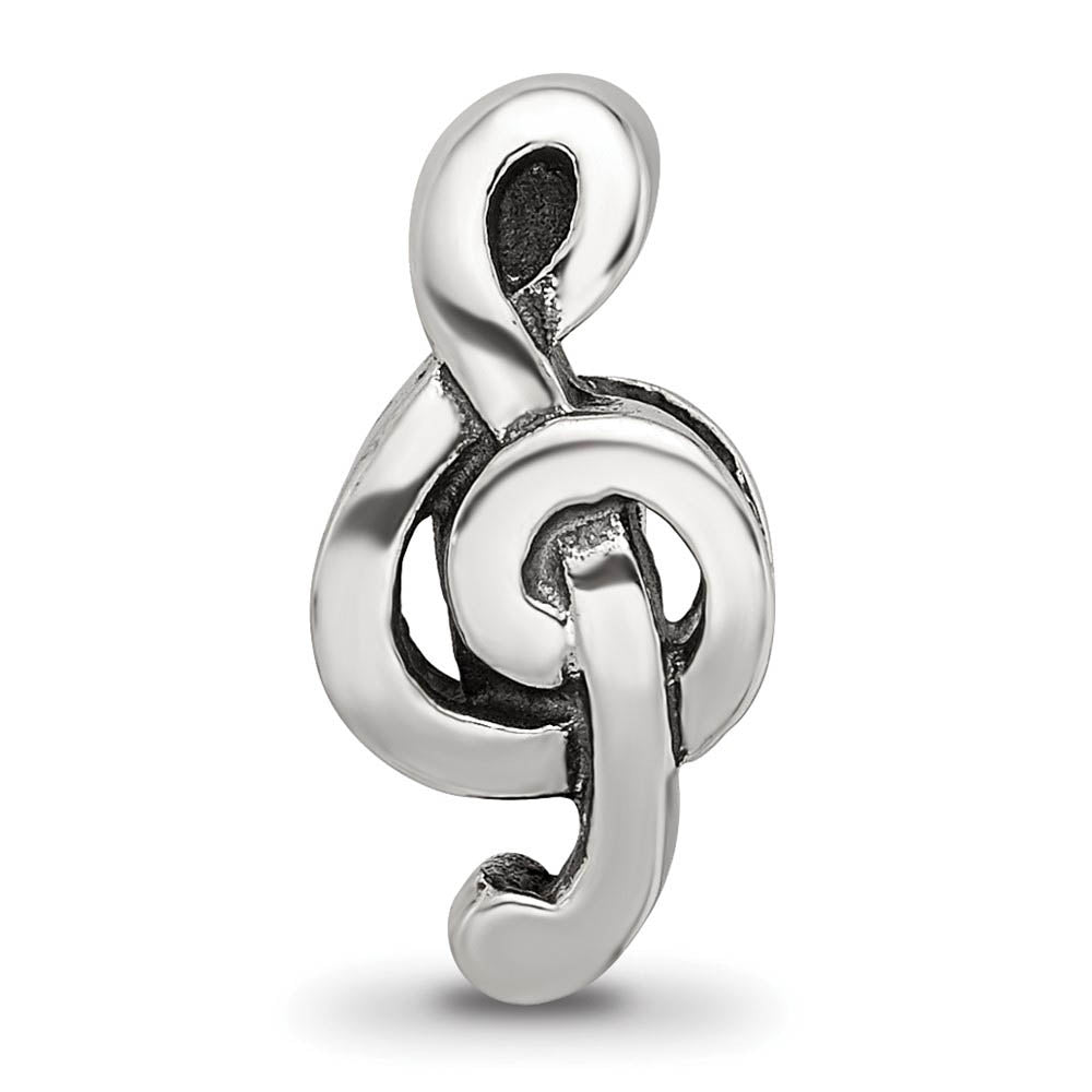 Alternate view of the Sterling Silver Treble Clef Bead Charm by The Black Bow Jewelry Co.