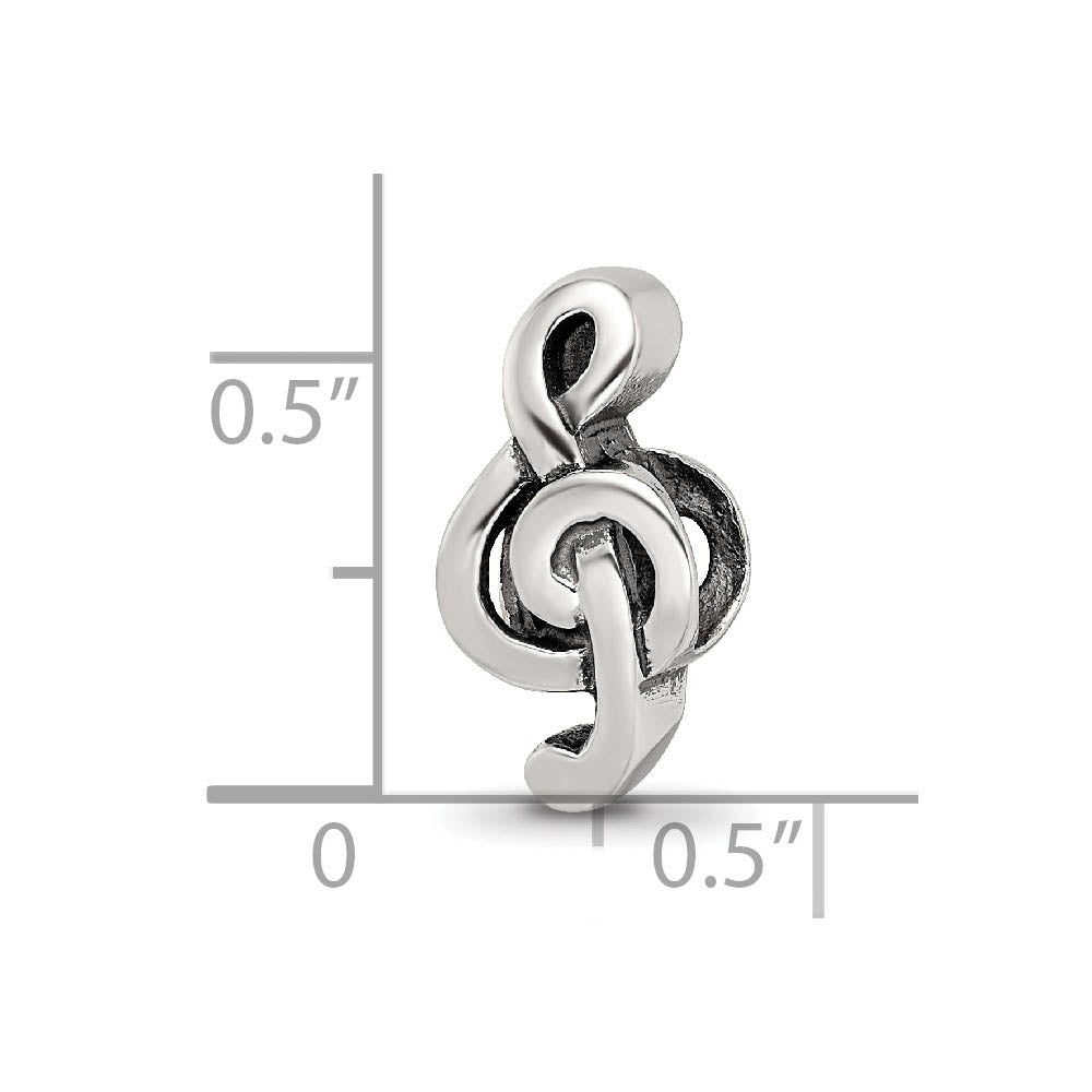 Alternate view of the Sterling Silver Treble Clef Bead Charm by The Black Bow Jewelry Co.