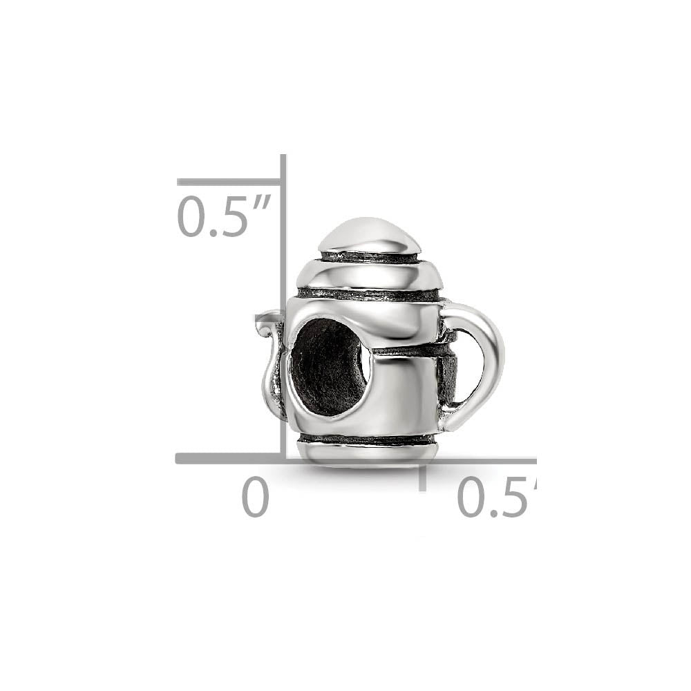 Alternate view of the Sterling Silver Teapot Bead Charm by The Black Bow Jewelry Co.