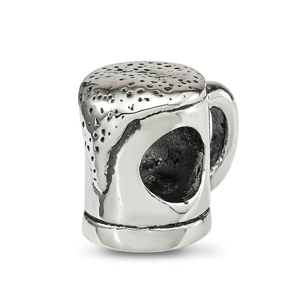 Sterling Silver Beer Stein Bead Charm, Item B9299 by The Black Bow Jewelry Co.