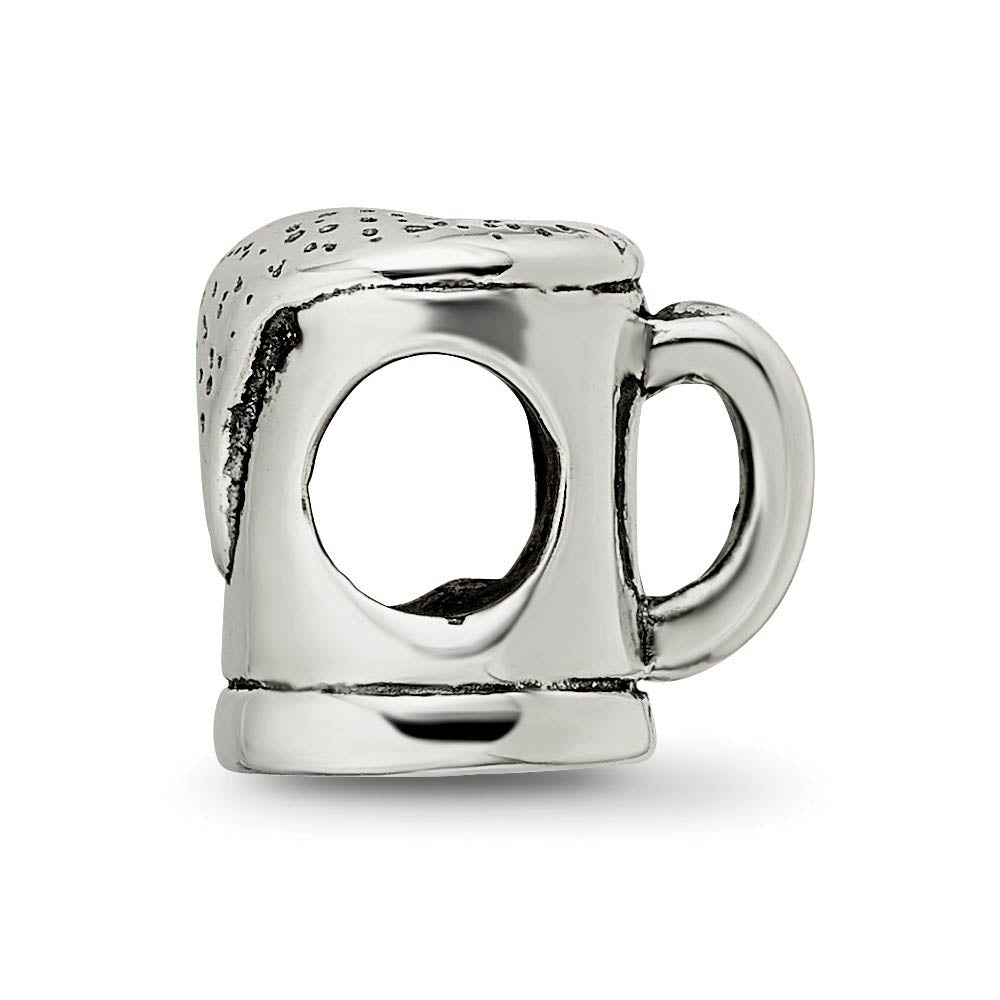 Alternate view of the Sterling Silver Beer Stein Bead Charm by The Black Bow Jewelry Co.