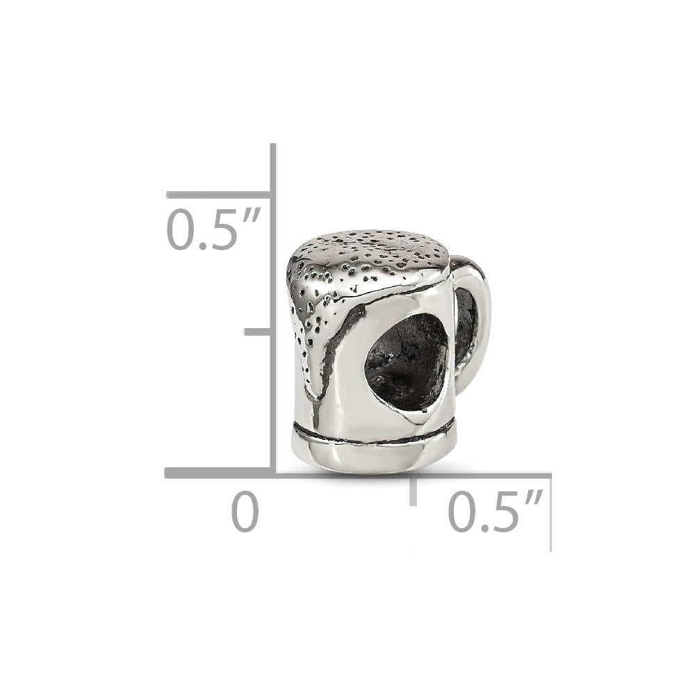 Alternate view of the Sterling Silver Beer Stein Bead Charm by The Black Bow Jewelry Co.