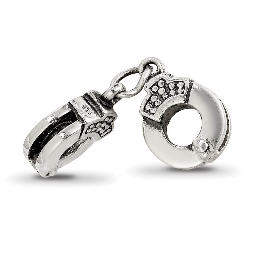 Sterling Silver Handcuffs Bead Charm, Item B9305 by The Black Bow Jewelry Co.