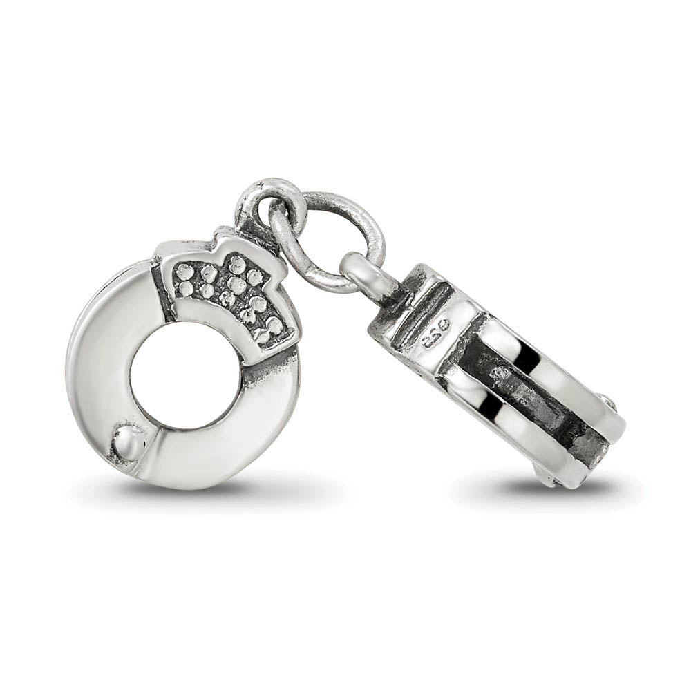Alternate view of the Sterling Silver Handcuffs Bead Charm by The Black Bow Jewelry Co.