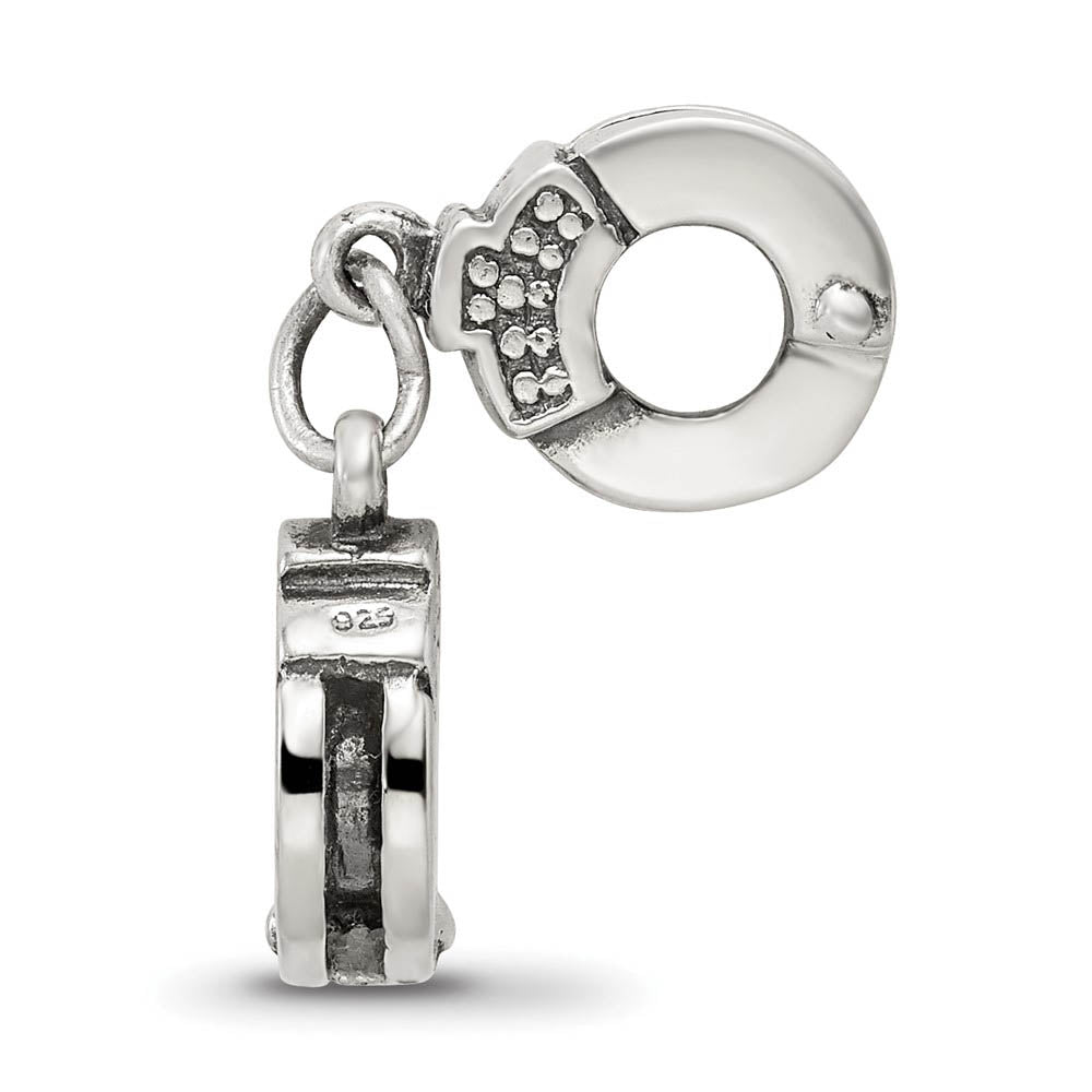 Alternate view of the Sterling Silver Handcuffs Bead Charm by The Black Bow Jewelry Co.