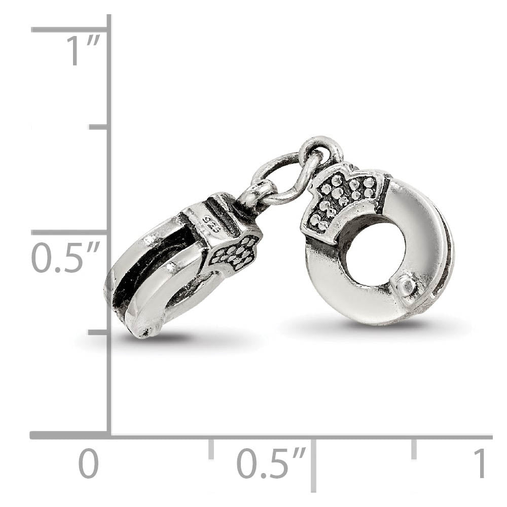 Alternate view of the Sterling Silver Handcuffs Bead Charm by The Black Bow Jewelry Co.