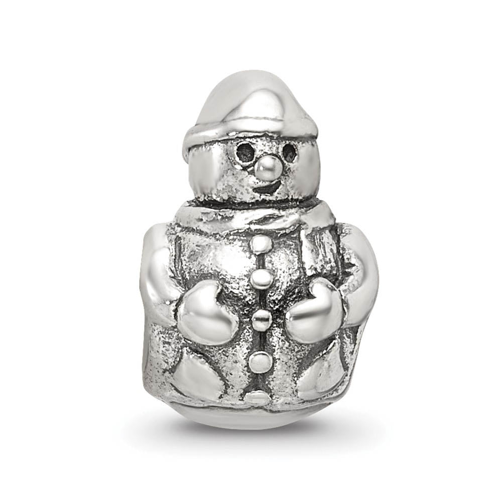 Alternate view of the Sterling Silver Classic Snowman Bead Charm by The Black Bow Jewelry Co.