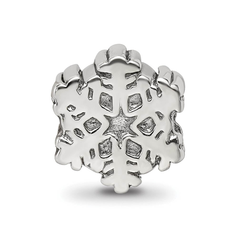 Alternate view of the Sterling Silver Snowflake Bead Charm by The Black Bow Jewelry Co.