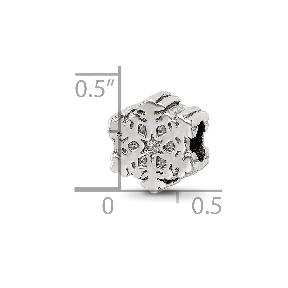 Alternate view of the Sterling Silver Snowflake Bead Charm by The Black Bow Jewelry Co.