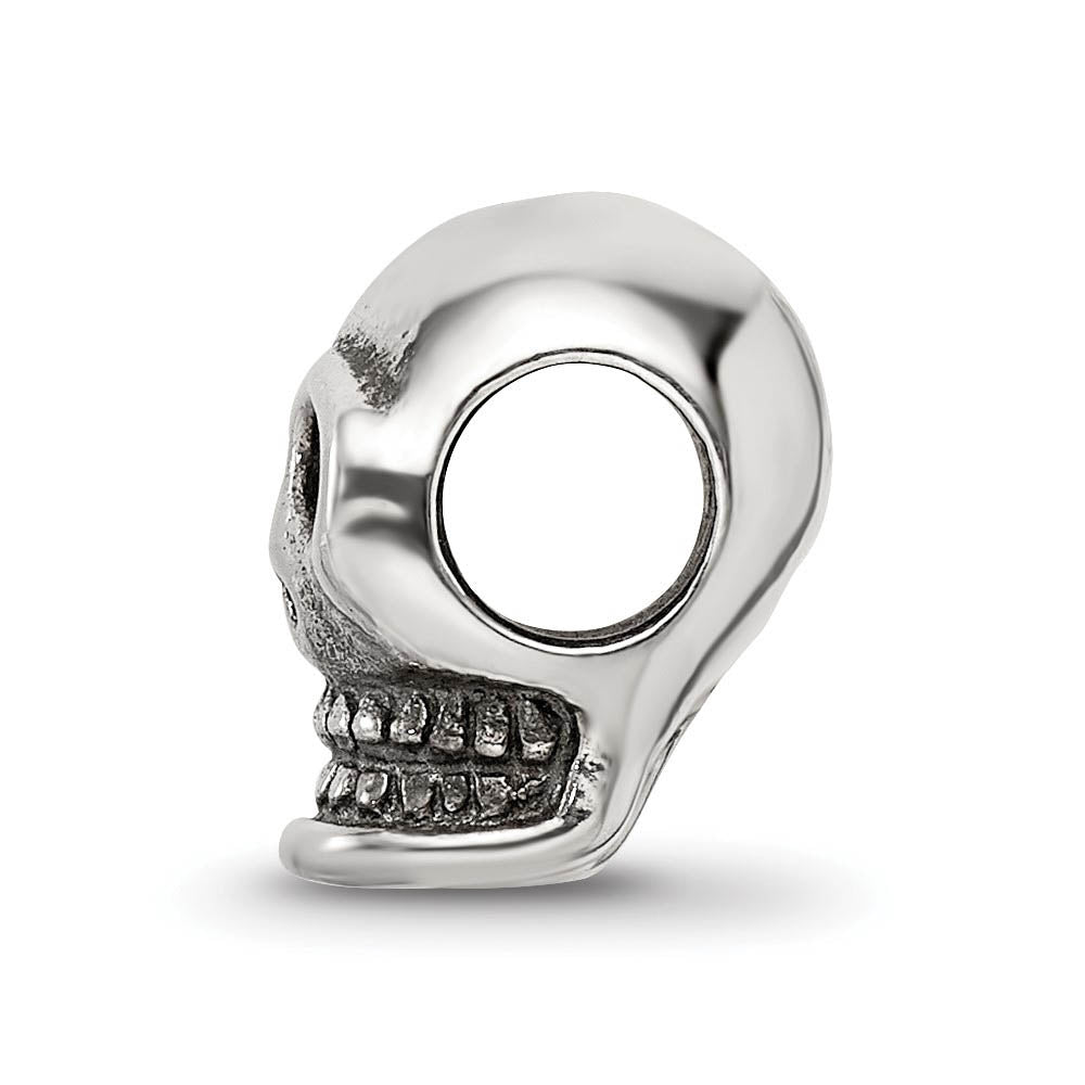 Alternate view of the Sterling Silver Skull Bead Charm by The Black Bow Jewelry Co.