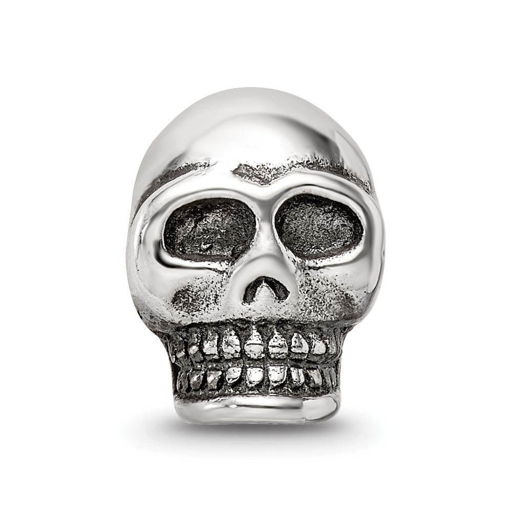 Alternate view of the Sterling Silver Skull Bead Charm by The Black Bow Jewelry Co.