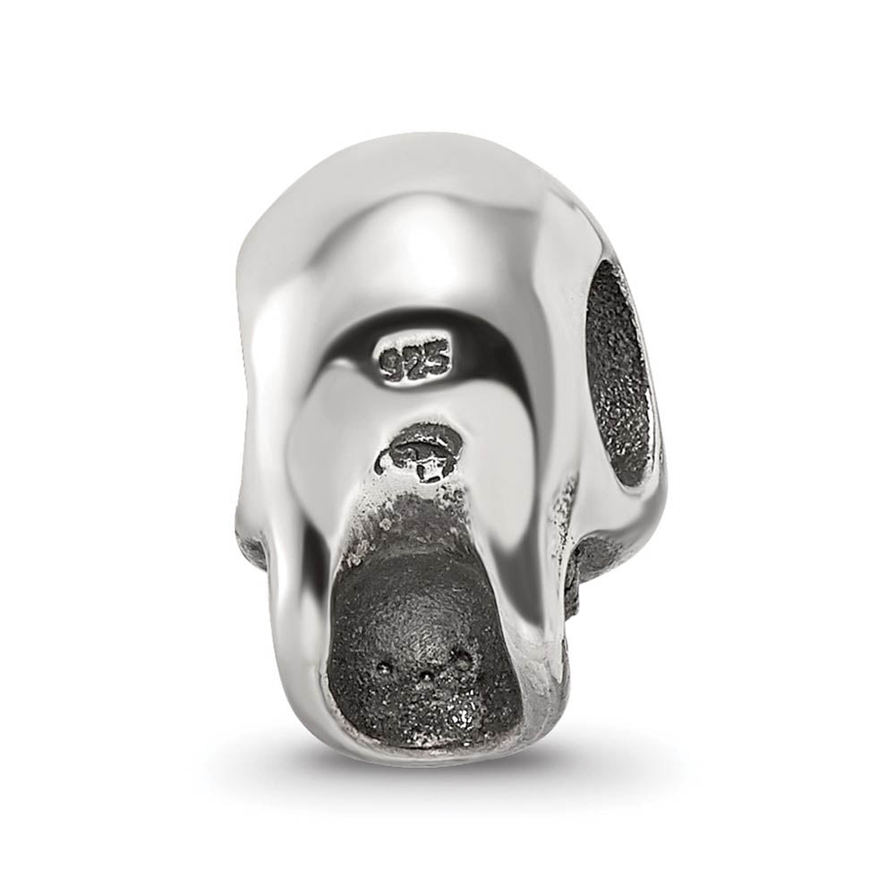 Alternate view of the Sterling Silver Skull Bead Charm by The Black Bow Jewelry Co.
