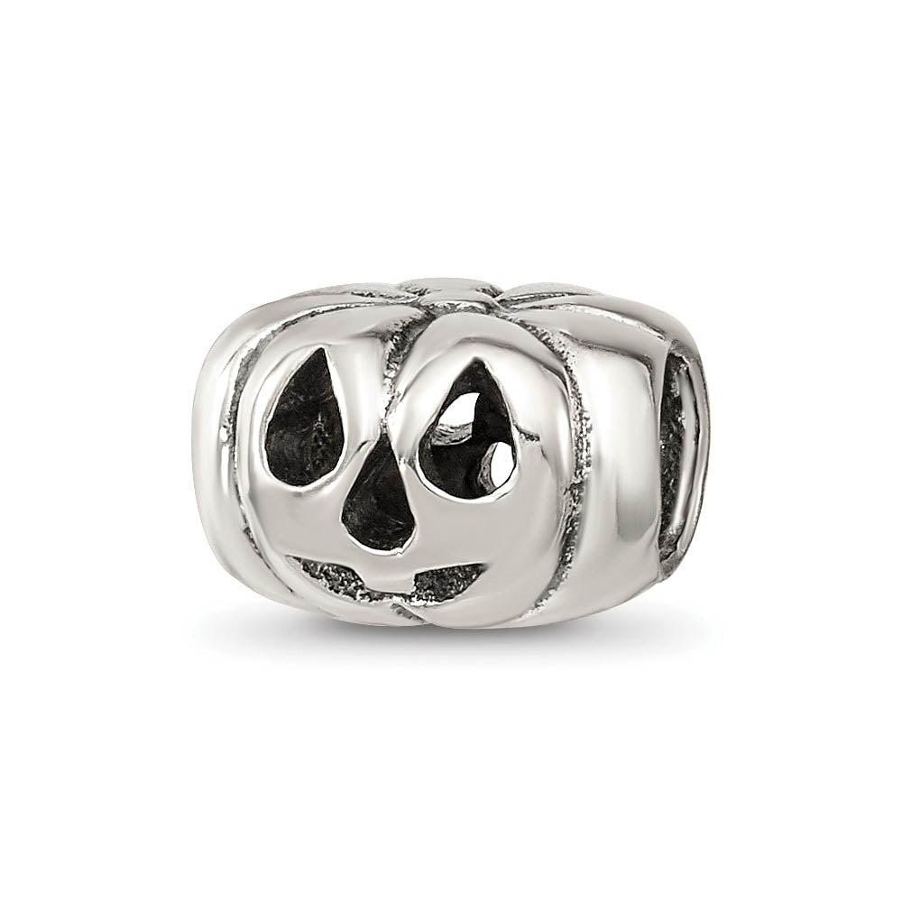 Sterling Silver Jack-O-Lantern Bead Charm, Item B9311 by The Black Bow Jewelry Co.