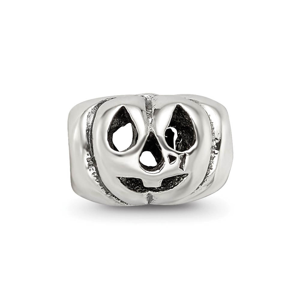 Alternate view of the Sterling Silver Jack-O-Lantern Bead Charm by The Black Bow Jewelry Co.