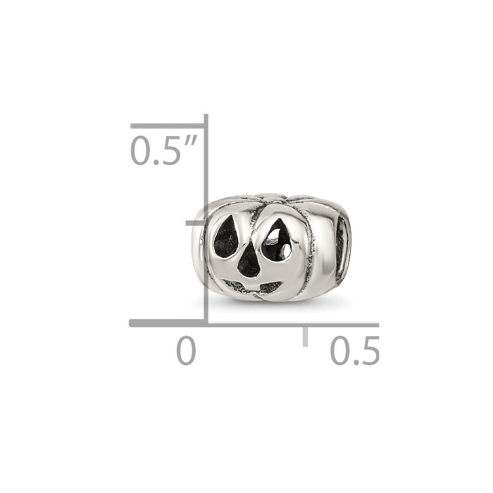 Alternate view of the Sterling Silver Jack-O-Lantern Bead Charm by The Black Bow Jewelry Co.