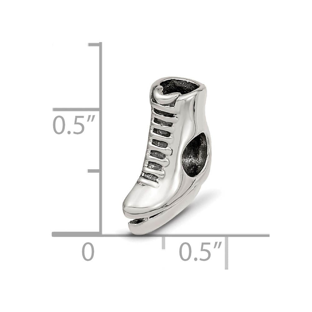 Alternate view of the Sterling Silver Ice Skate Bead Charm by The Black Bow Jewelry Co.
