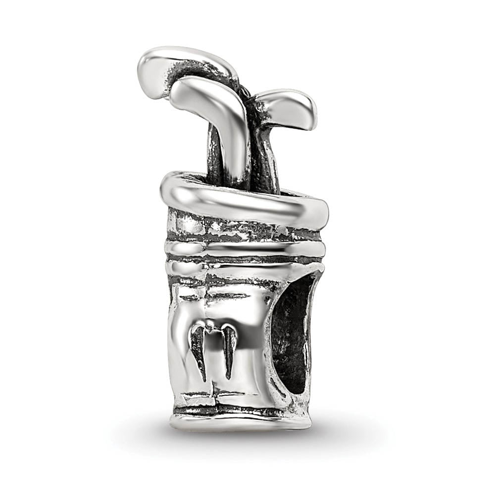 Sterling Silver Golf Bag Bead Charm, Item B9319 by The Black Bow Jewelry Co.