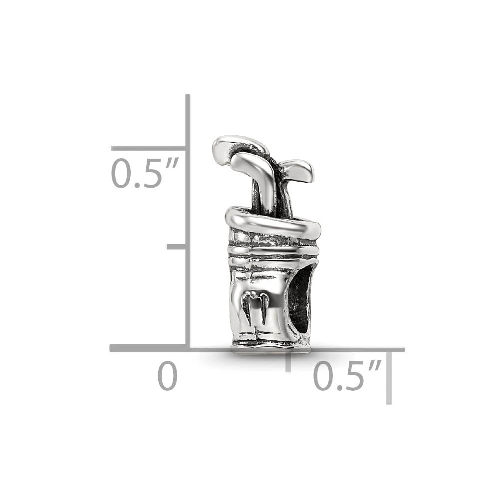 Alternate view of the Sterling Silver Golf Bag Bead Charm by The Black Bow Jewelry Co.