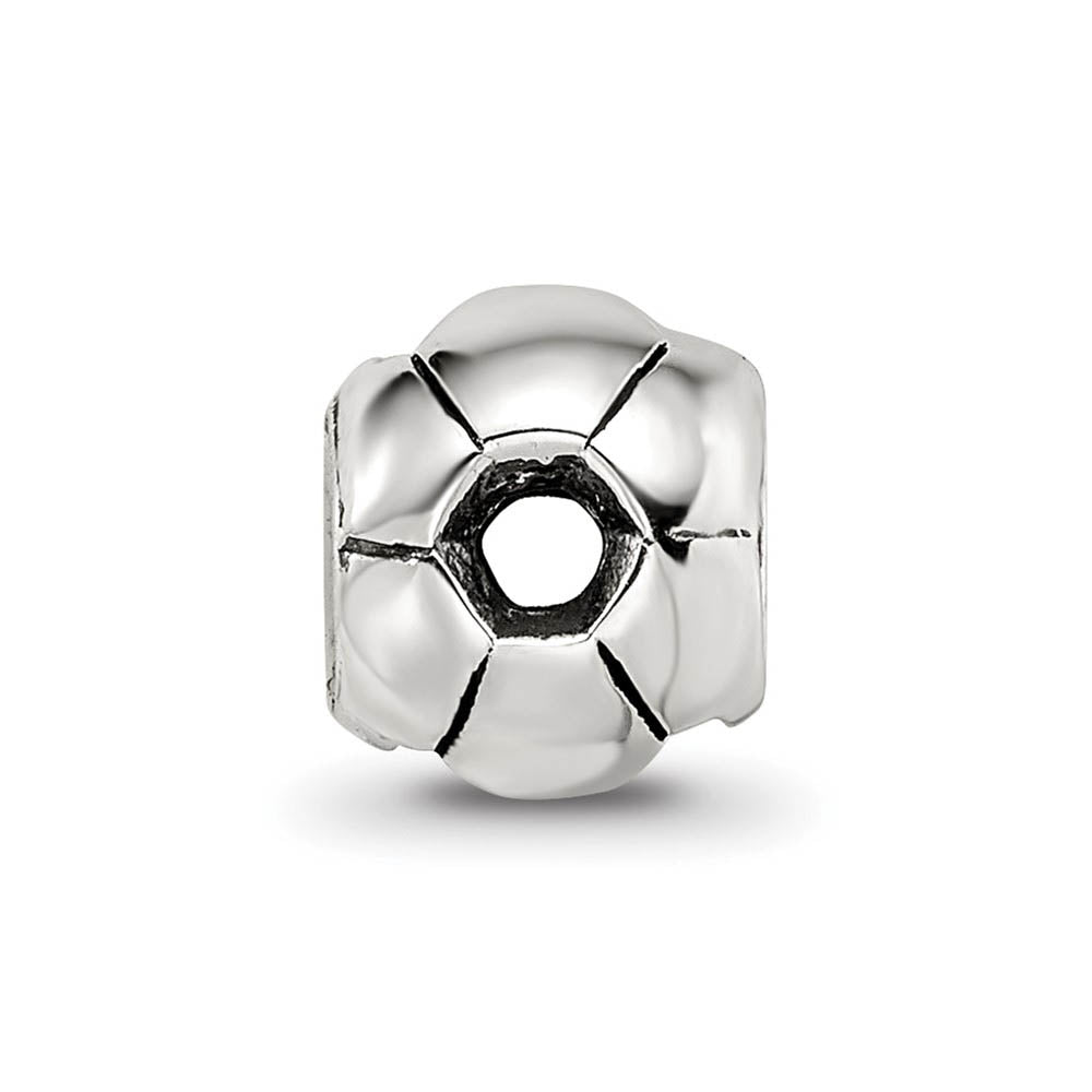 Alternate view of the Sterling Silver Soccer Ball Bead Charm by The Black Bow Jewelry Co.