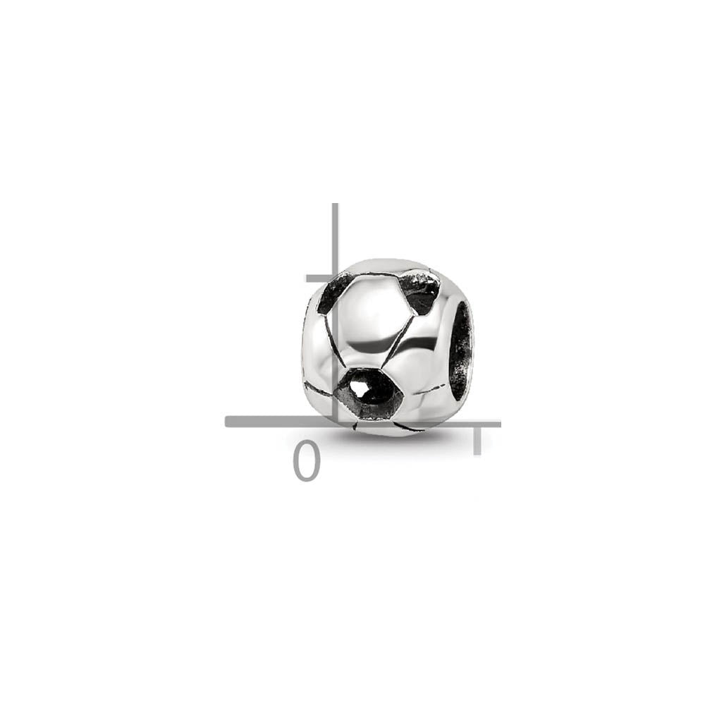 Alternate view of the Sterling Silver Soccer Ball Bead Charm by The Black Bow Jewelry Co.