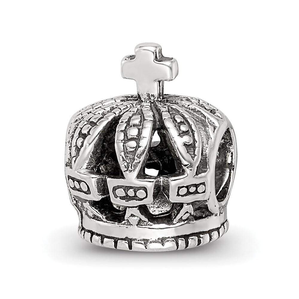 Sterling Silver Royal Crown Bead Charm, Item B9325 by The Black Bow Jewelry Co.