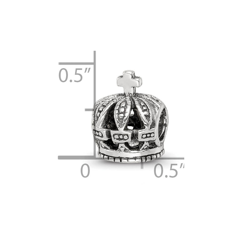 Alternate view of the Sterling Silver Royal Crown Bead Charm by The Black Bow Jewelry Co.