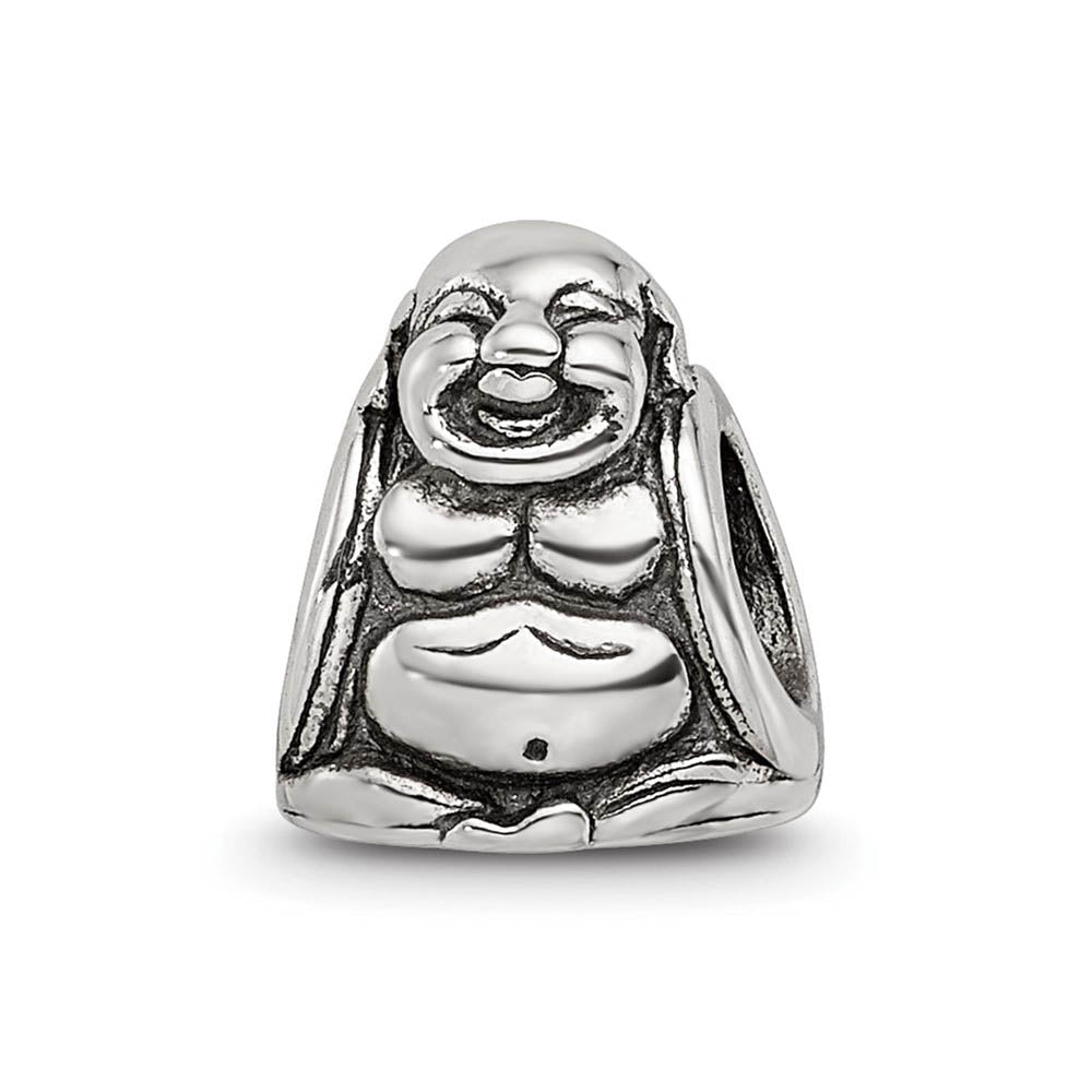 Sterling Silver Sitting Buddha Bead Charm, Item B9327 by The Black Bow Jewelry Co.