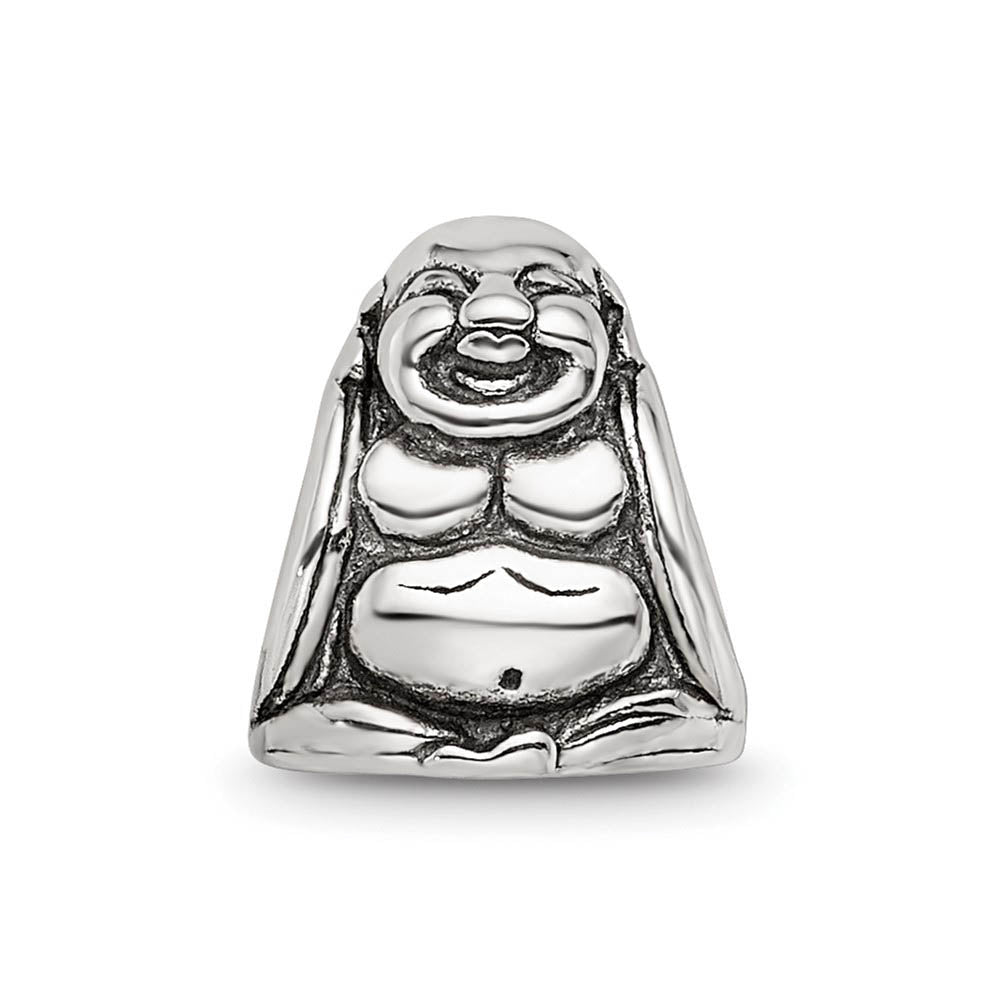 Alternate view of the Sterling Silver Sitting Buddha Bead Charm by The Black Bow Jewelry Co.