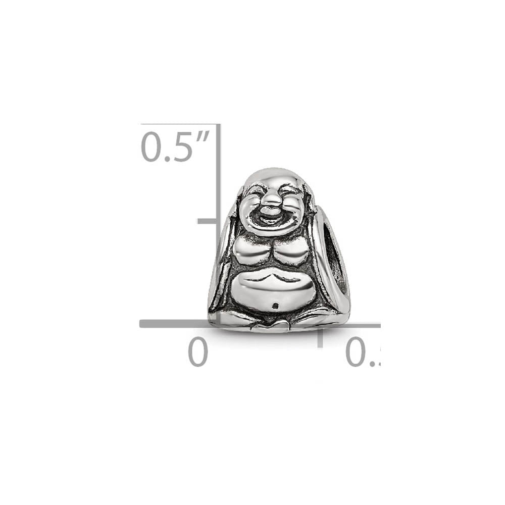 Alternate view of the Sterling Silver Sitting Buddha Bead Charm by The Black Bow Jewelry Co.