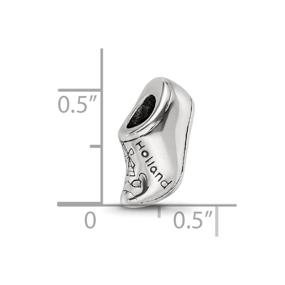 Alternate view of the Sterling Silver Dutch Shoe Bead Charm by The Black Bow Jewelry Co.