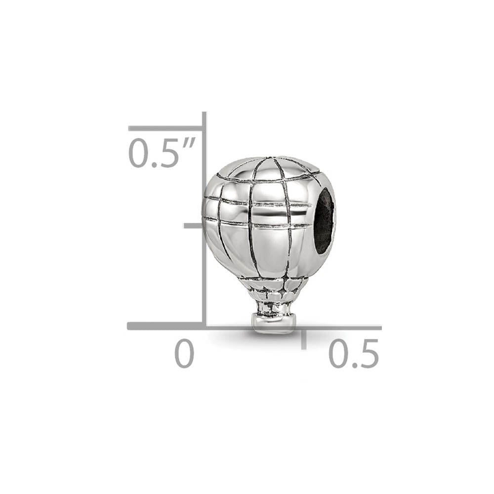 Alternate view of the Sterling Silver Hot Air Balloon Bead Charm by The Black Bow Jewelry Co.