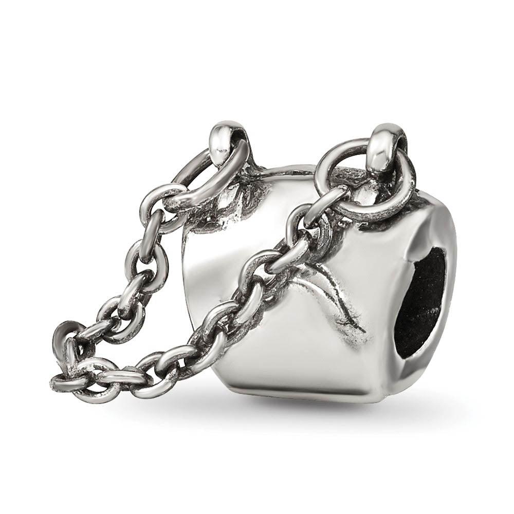 Sterling Silver Shoulder Bag Bead Charm, Item B9340 by The Black Bow Jewelry Co.