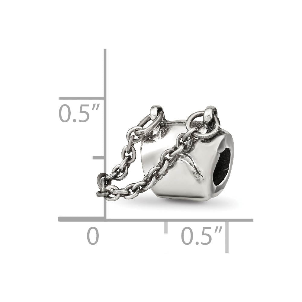 Alternate view of the Sterling Silver Shoulder Bag Bead Charm by The Black Bow Jewelry Co.