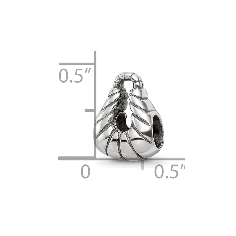 Alternate view of the Sterling Silver Hobo Bag Bead Charm by The Black Bow Jewelry Co.