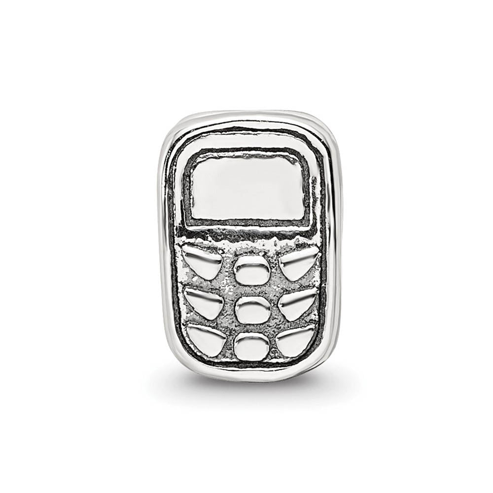 Alternate view of the Sterling Silver Cell Phone Bead Charm by The Black Bow Jewelry Co.