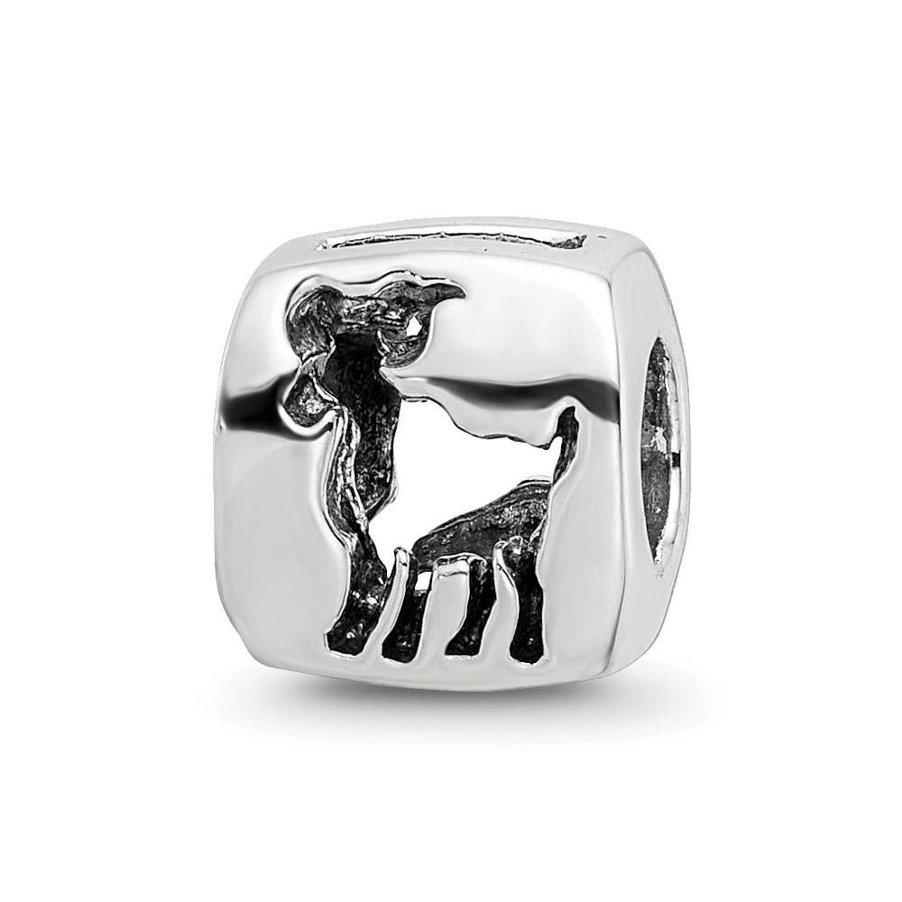 Sterling Silver Aries the Ram Zodiac Bead Charm, Item B9350 by The Black Bow Jewelry Co.