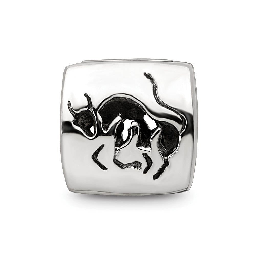 Alternate view of the Sterling Silver Taurus the Bull Zodiac Bead Charm by The Black Bow Jewelry Co.
