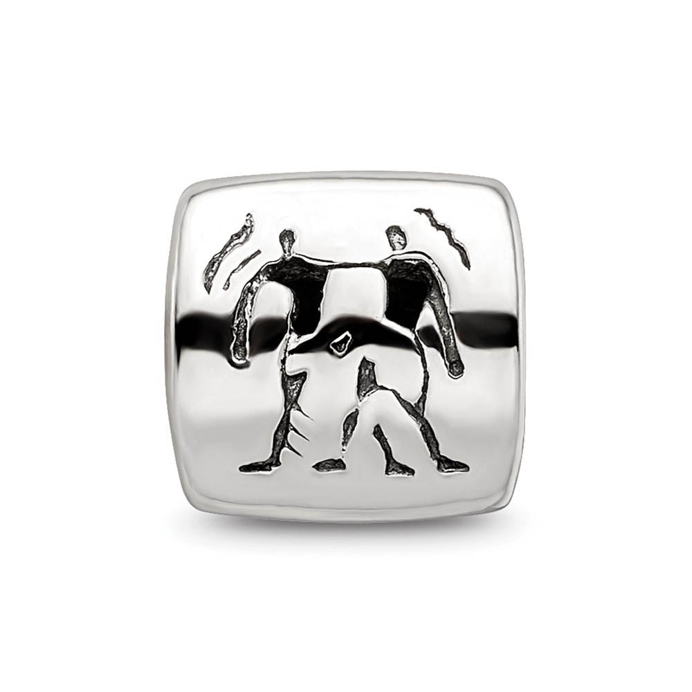 Alternate view of the Sterling Silver Gemini the Twins Zodiac Bead Charm by The Black Bow Jewelry Co.
