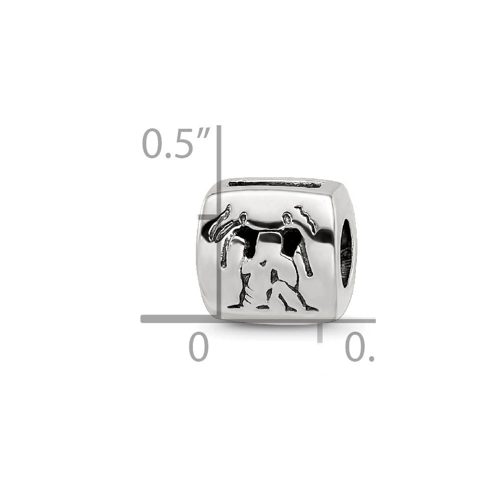 Alternate view of the Sterling Silver Gemini the Twins Zodiac Bead Charm by The Black Bow Jewelry Co.