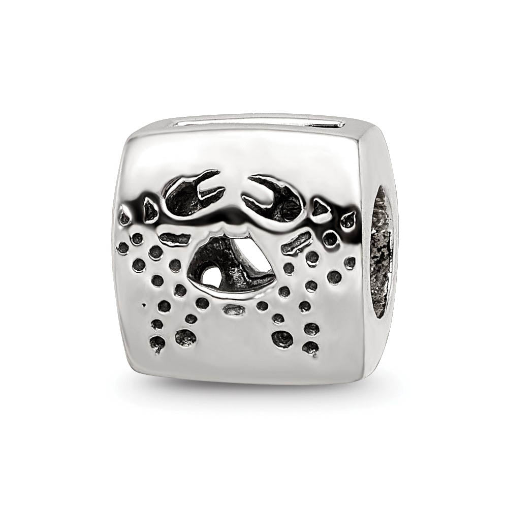Sterling Silver Cancer the Crab Zodiac Bead Charm, Item B9353 by The Black Bow Jewelry Co.
