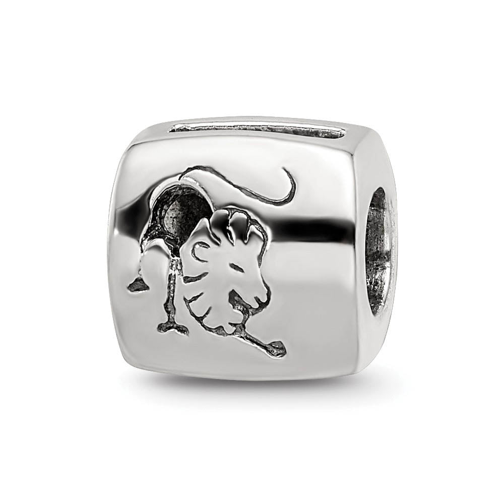 Sterling Silver Leo the Lion Zodiac Bead Charm, Item B9354 by The Black Bow Jewelry Co.