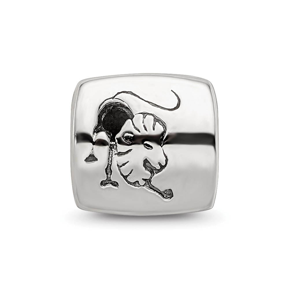 Alternate view of the Sterling Silver Leo the Lion Zodiac Bead Charm by The Black Bow Jewelry Co.