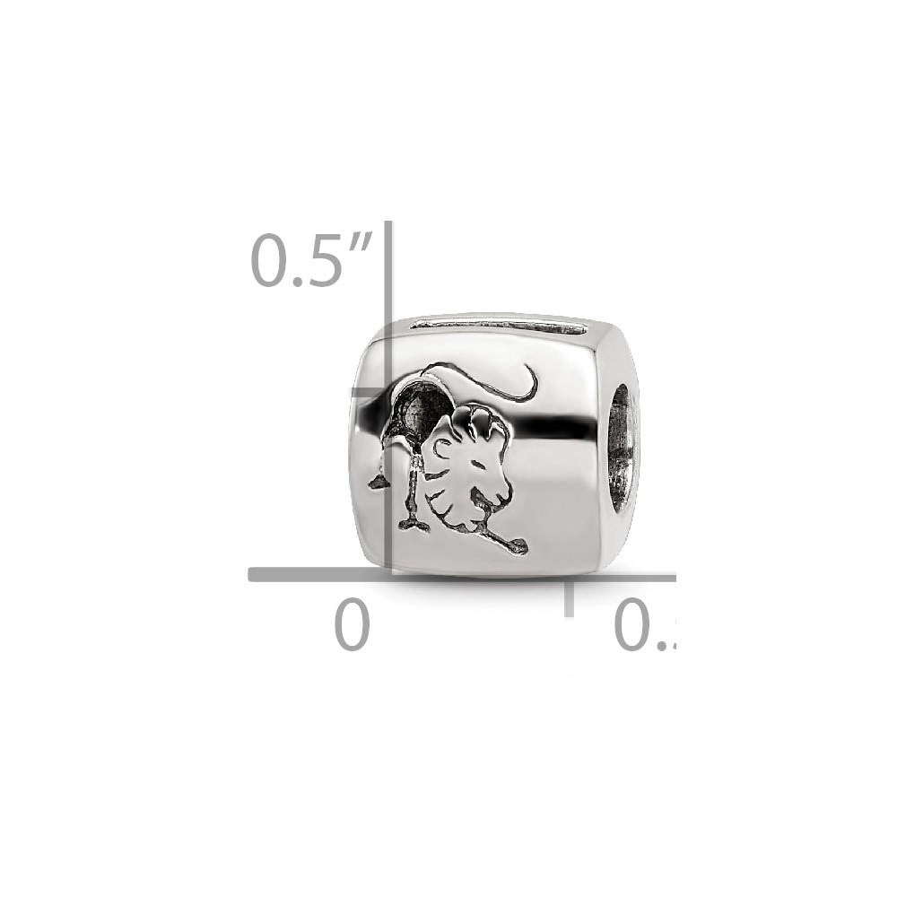 Alternate view of the Sterling Silver Leo the Lion Zodiac Bead Charm by The Black Bow Jewelry Co.