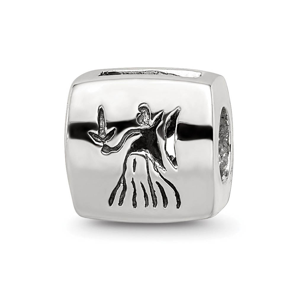 Sterling Silver Virgo the Virgin Zodiac Bead Charm, Item B9355 by The Black Bow Jewelry Co.