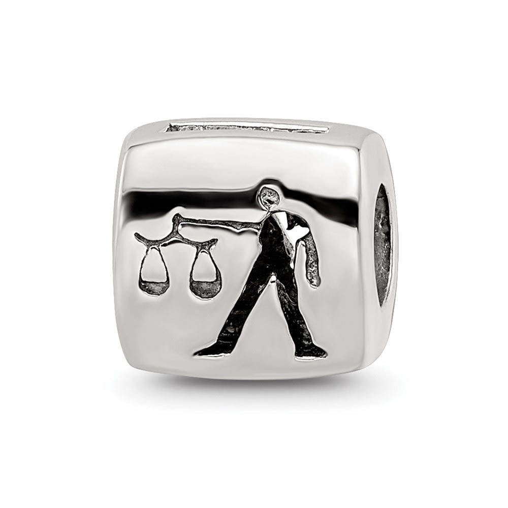 Sterling Silver Libra the Scale Zodiac Bead Charm, Item B9356 by The Black Bow Jewelry Co.