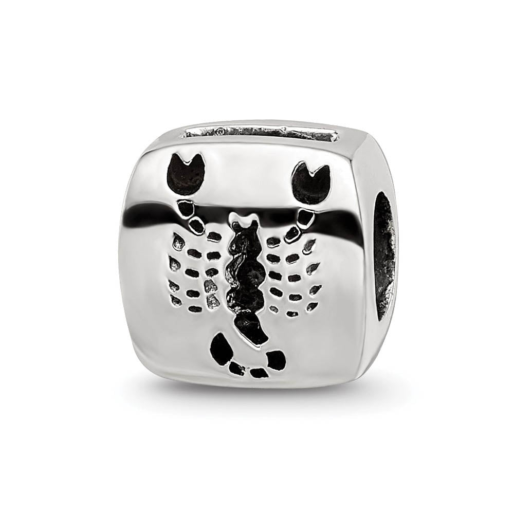 Sterling Silver Scorpio the Scorpion Zodiac Bead Charm, Item B9357 by The Black Bow Jewelry Co.