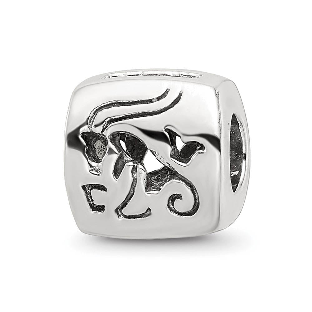 Sterling Silver Capricorn the Goat Zodiac Bead Charm, Item B9359 by The Black Bow Jewelry Co.