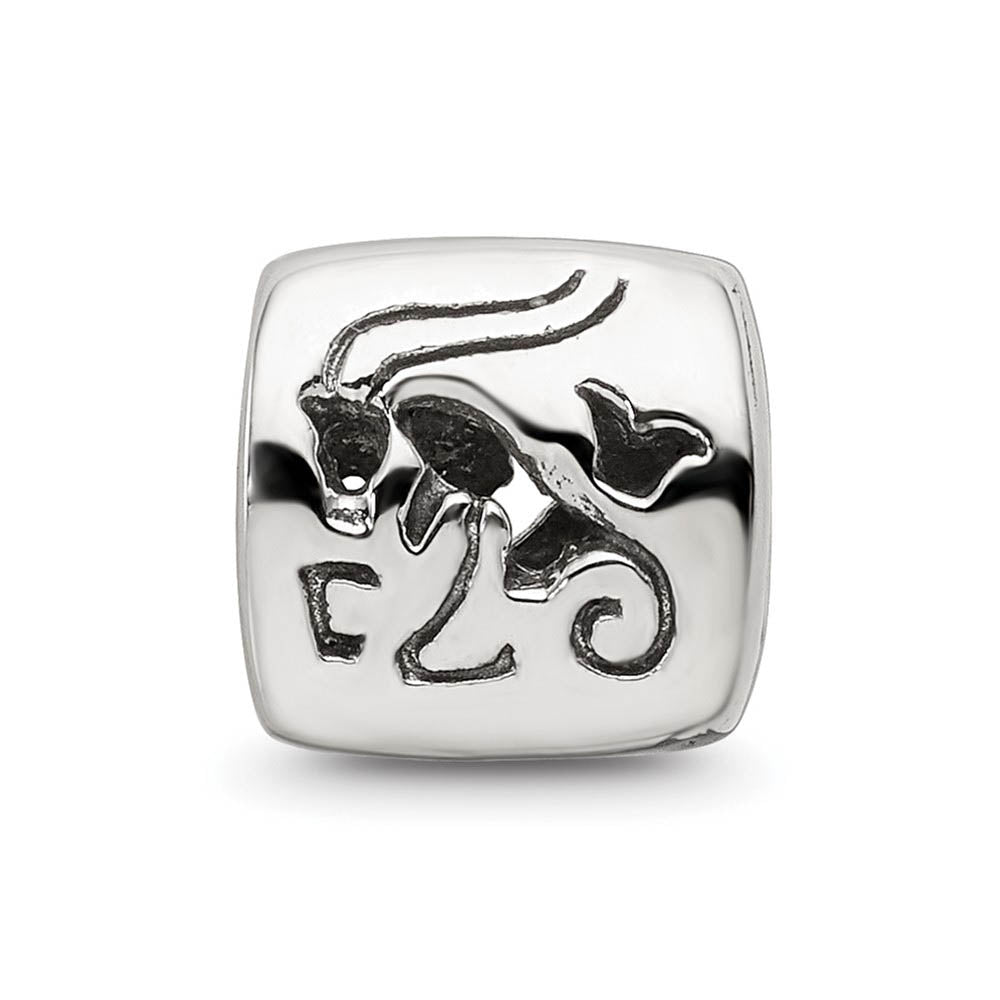 Alternate view of the Sterling Silver Capricorn the Goat Zodiac Bead Charm by The Black Bow Jewelry Co.