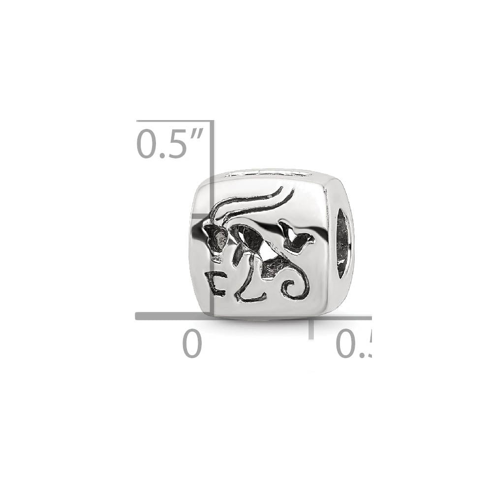 Alternate view of the Sterling Silver Capricorn the Goat Zodiac Bead Charm by The Black Bow Jewelry Co.